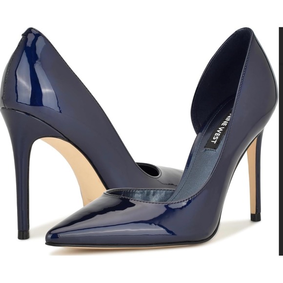 Nine West Shoes - Nine West Folowe Pumps Navy Patent Leather Stiletto Heel Pointed Toe Women's